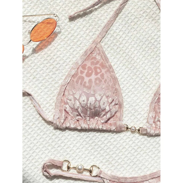 Zuri Leopard Halter Micro Bikini Two-piece