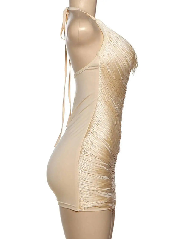 Davina Tassel Backless Bodycon Mini Dress
