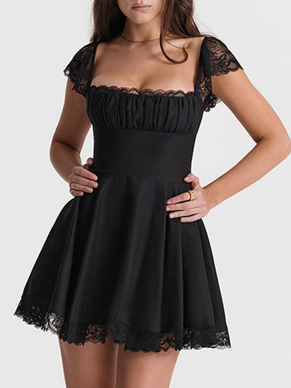 Annora Lace-Trim Backless A-Line Mini Dress