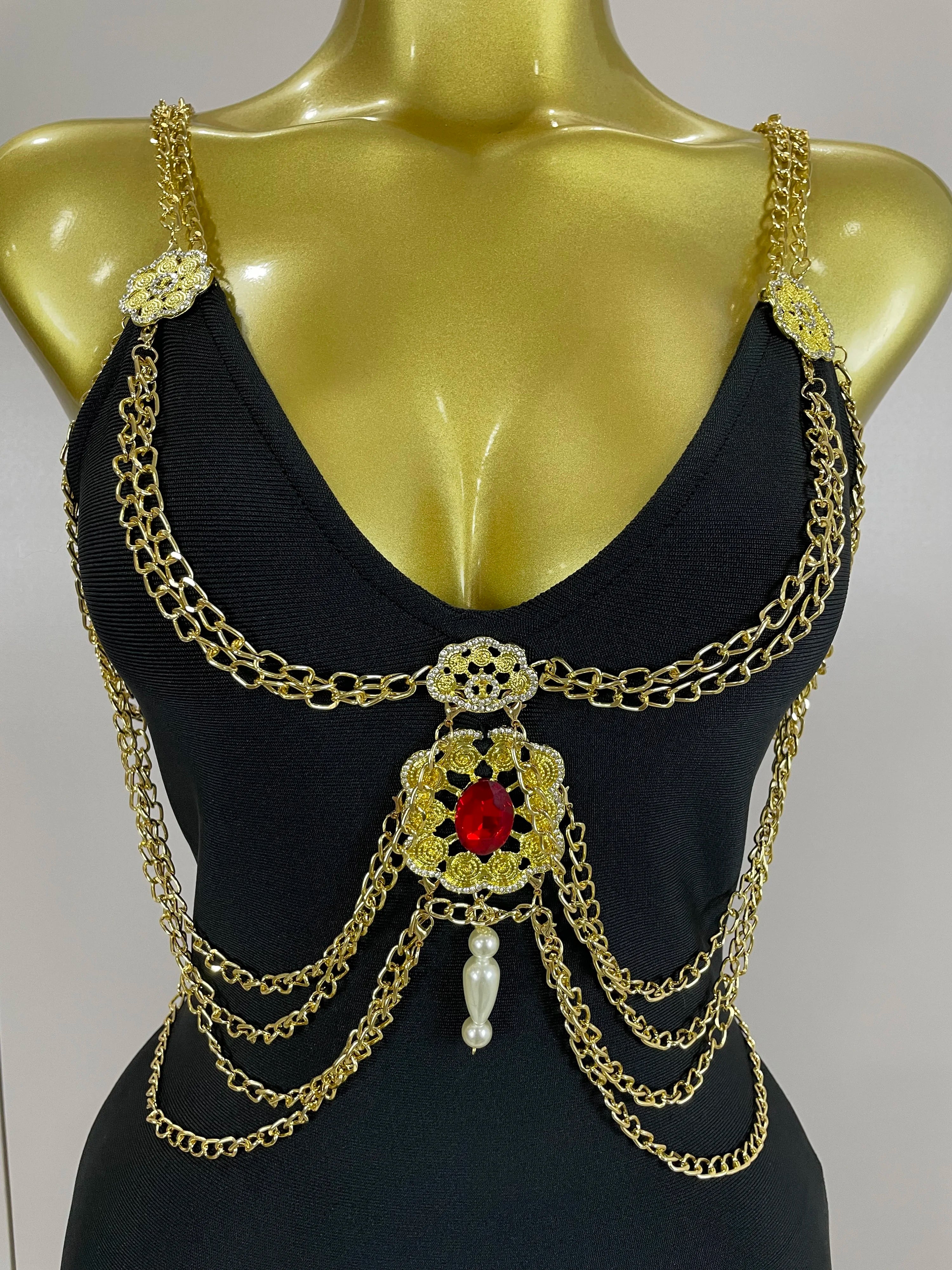 Kassandra Chain-Strap Split Bandage Maxi Dress
