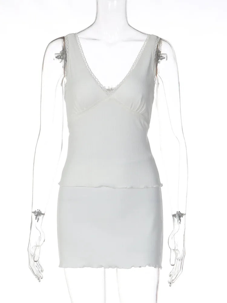 Isadora V-Neck Top & Mini Skirt Two-piece