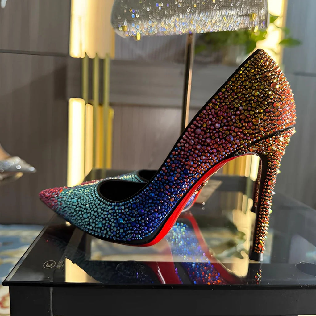 Viorica Ombré Rhinestone Pointed-Toe Stiletto Pumps