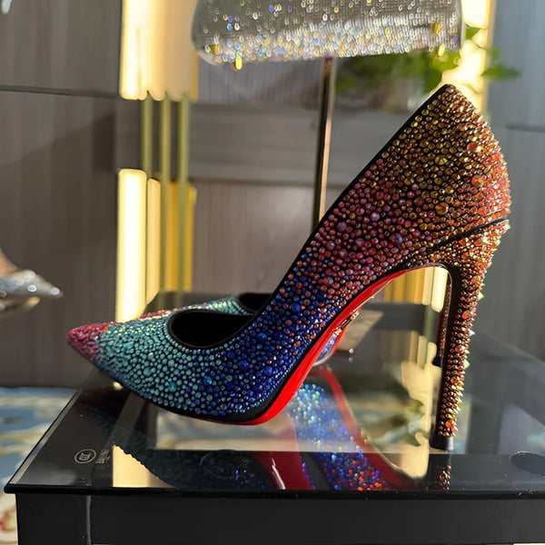 Viorica Ombré Rhinestone Pointed-Toe Stiletto Pumps