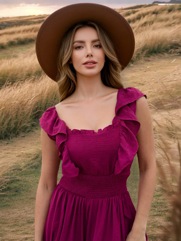 Calliope Ruffled Backless A-Line Maxi Dress