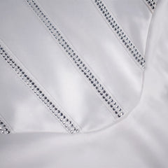 Zoctuo Rhinestone Satin Dresses Boned Low Cut Silky Spaghetti Strap Side Split 2 Deck Ruched Pads Backless Midi Summer Vestidos
