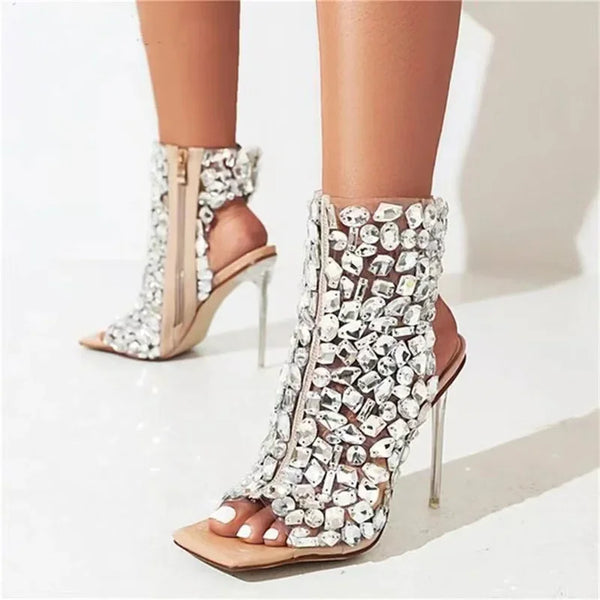 Isadora Crystal Rivet Stiletto Sandals