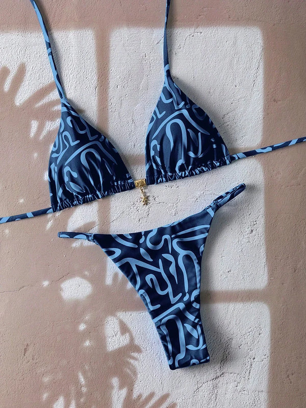 Bella Leopard Print Triangle Bikini Set