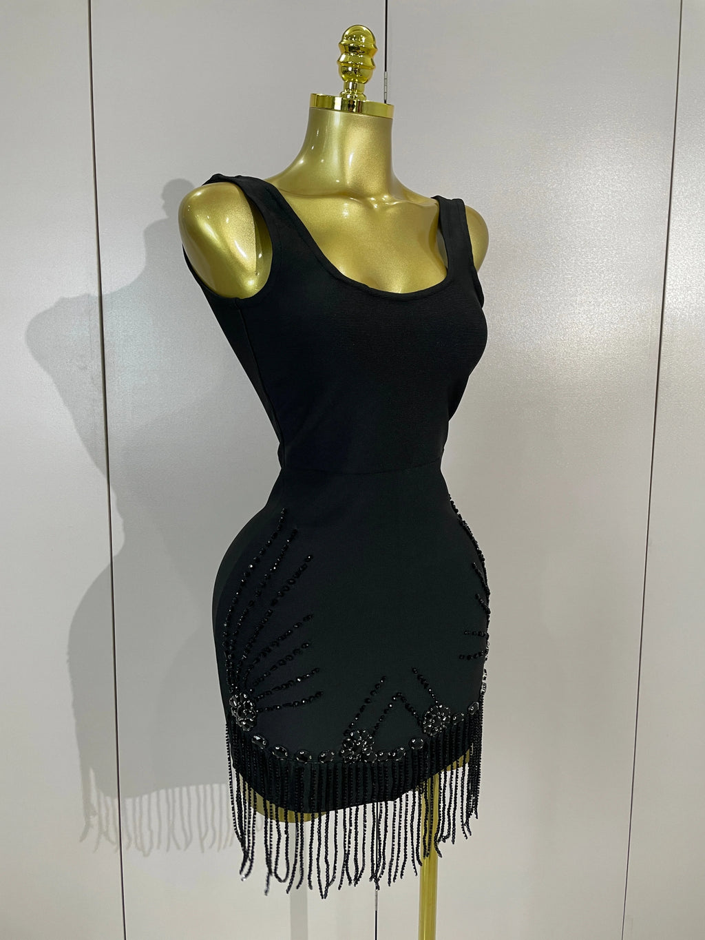 Briseis Beaded Tassel Backless Mini Dress