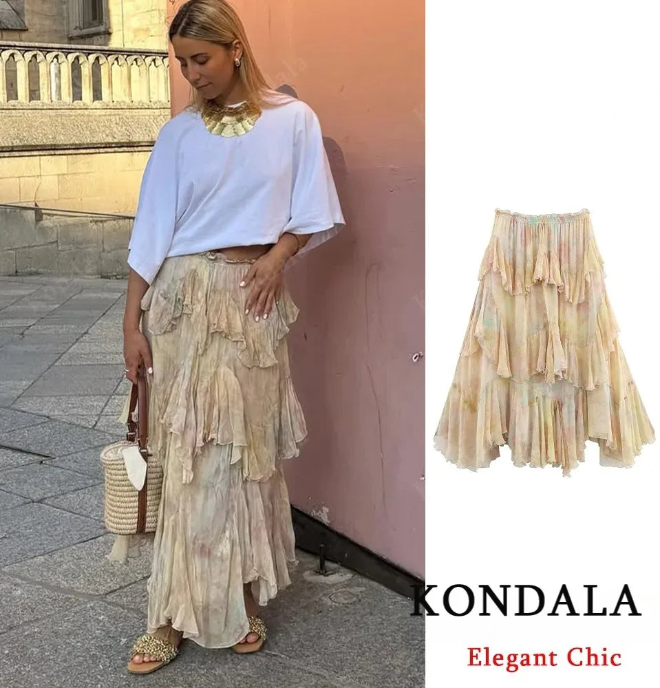 Maribel Gradient Tiered Ruffle Midi Skirt One-piece Secondary image