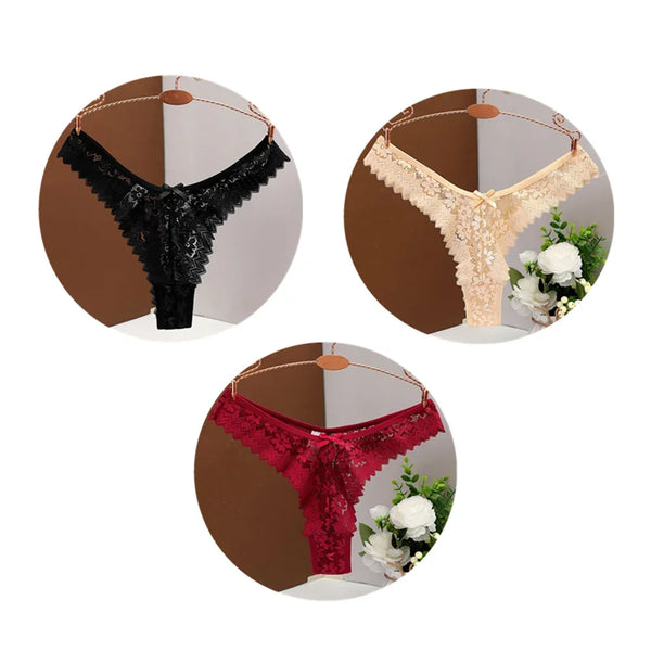 Valora V-Shape Lace Thong Pack Lingerie 3-piece