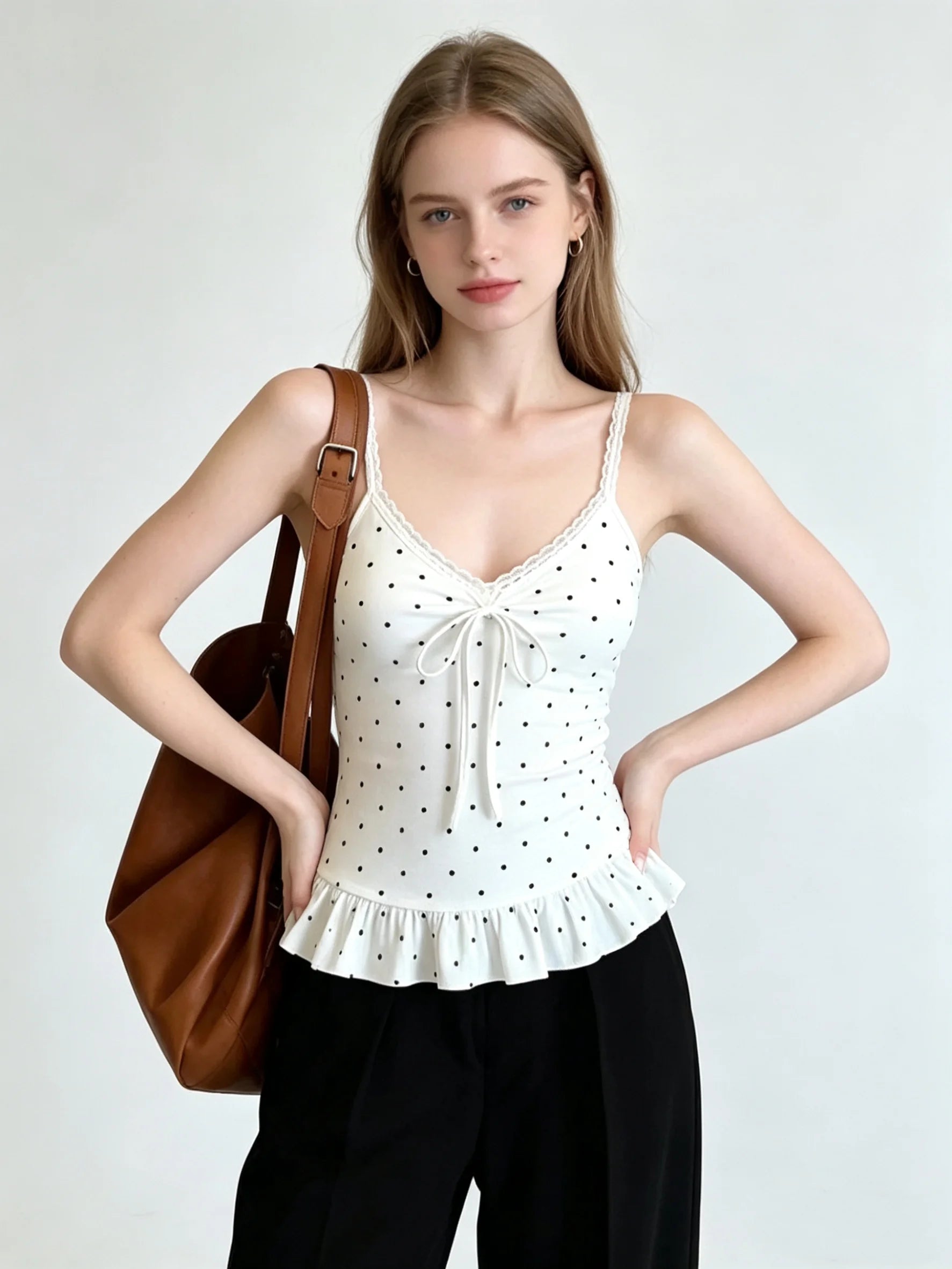 Capri Charm Polka Dot Peplum Top One-piece