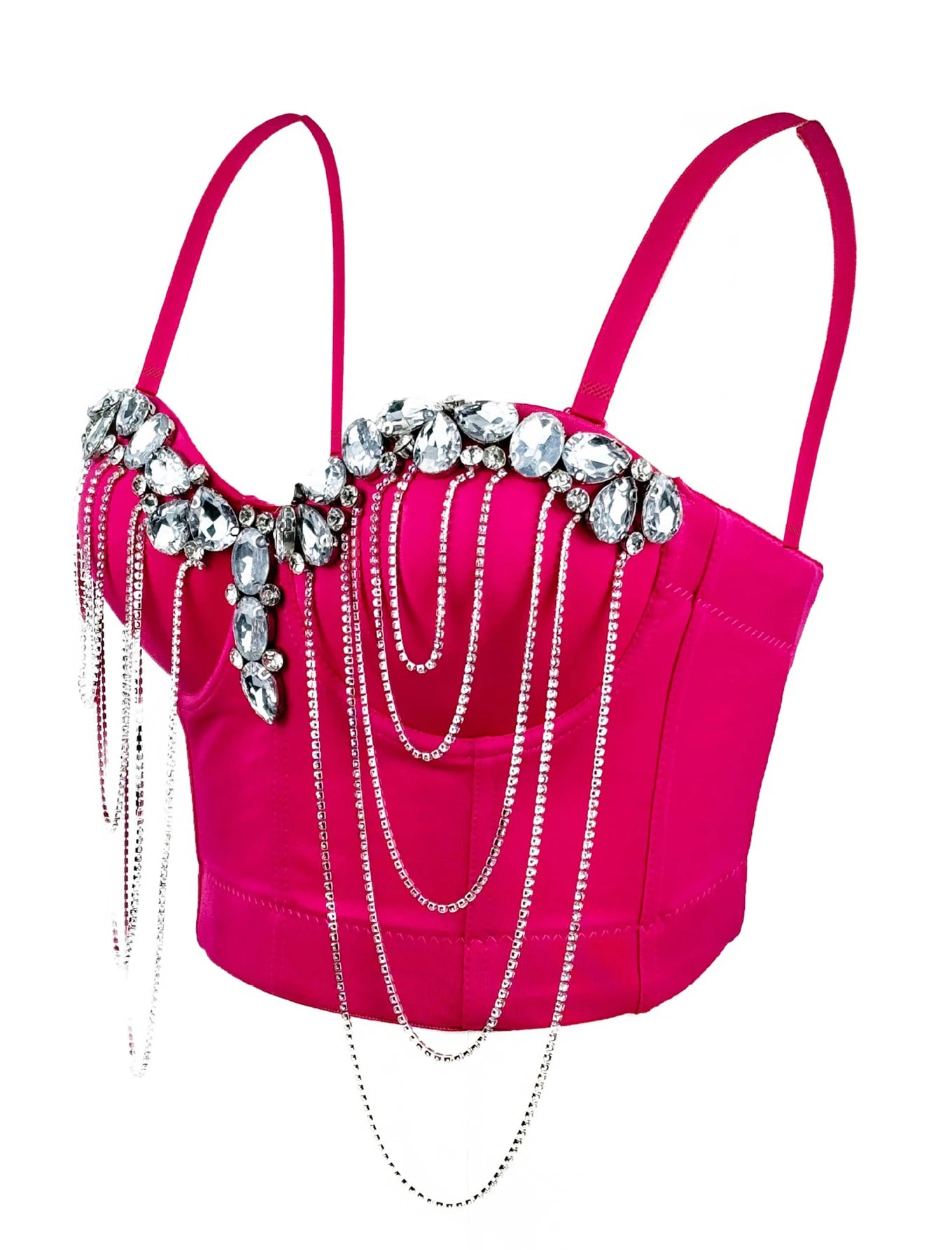 Sexy black white chain rhinestone corset crop top women summer club party halter tank top streetwear bustier cropped tube tops