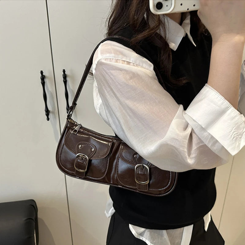 Nevena Double-Pocket Buckle Shoulder Bag Secondary image