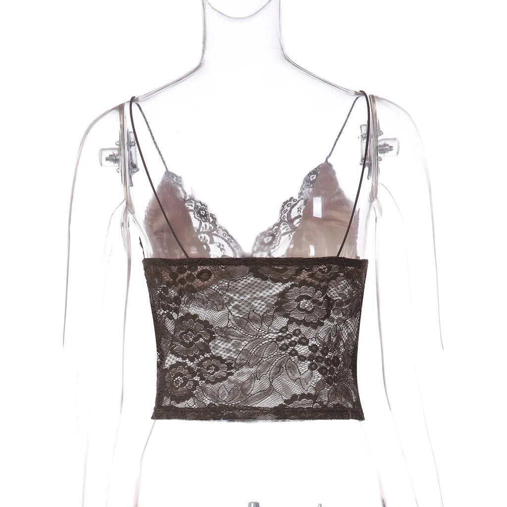 Bella Midnight Lace Spaghetti Strap Top