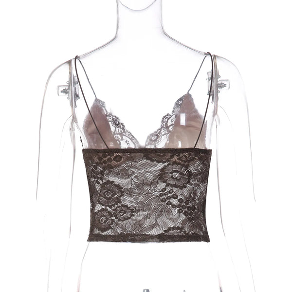 Bella Midnight Lace Spaghetti Strap Top