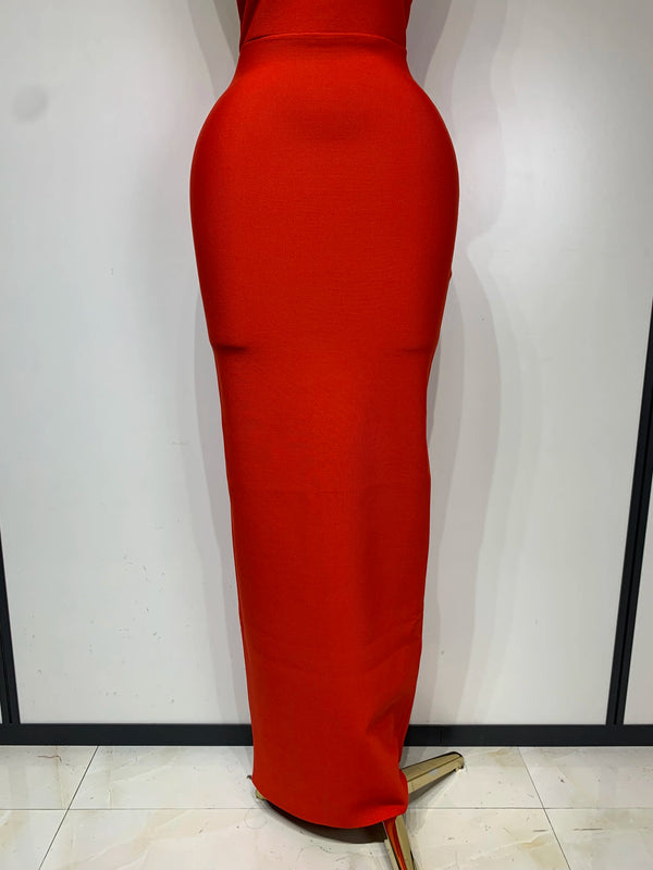 Ornella Scalloped Cutout Halter Bandage Maxi Dress