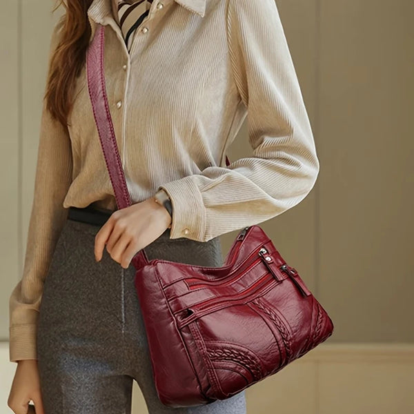 Stylish Multi-color Quilted Crossbody Bag, Women's Soft Leather Shoulder Purse with Adjustable Strap, Ideal for Everyday