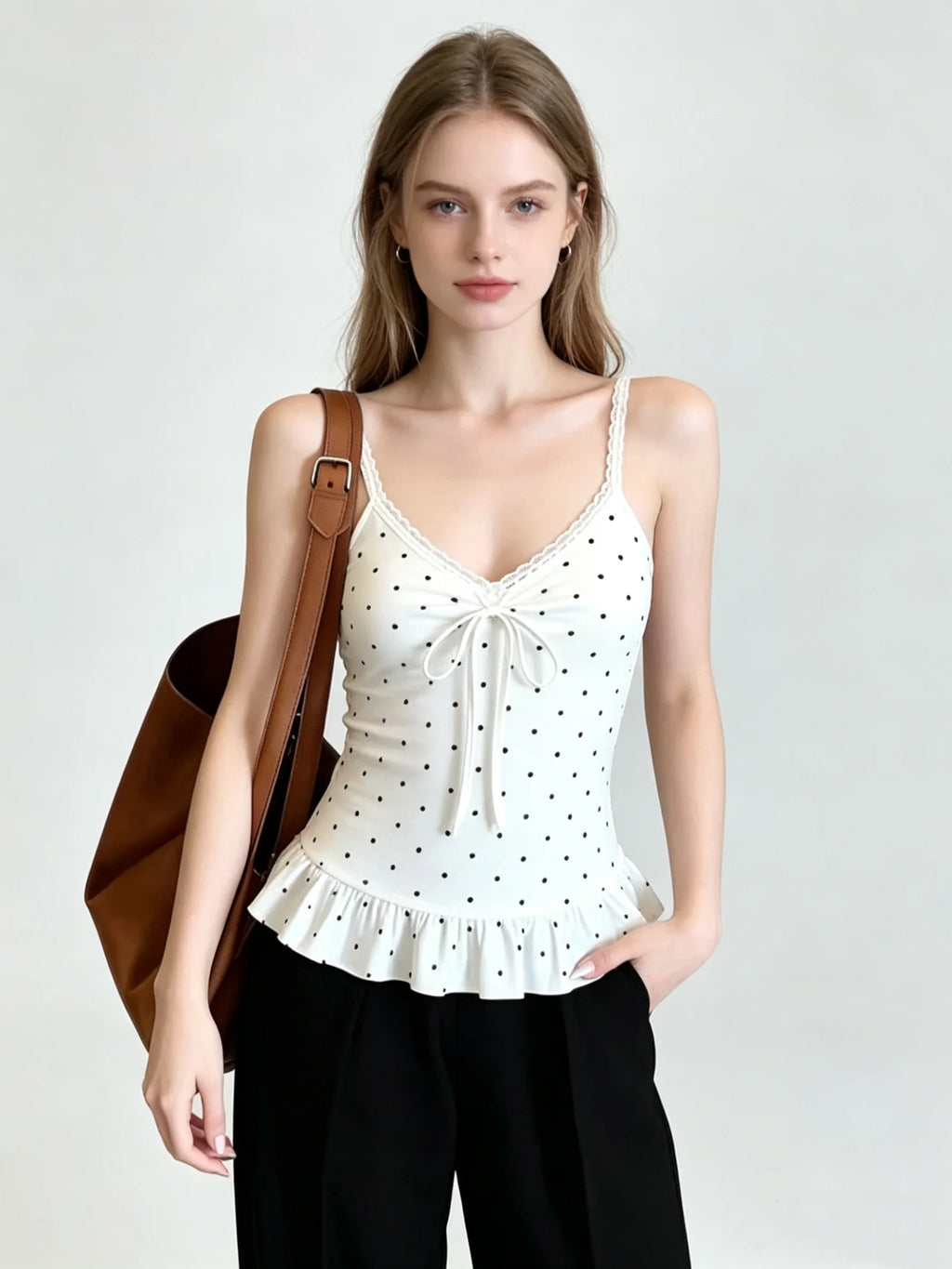 Capri Charm Polka Dot Peplum Top One-piece