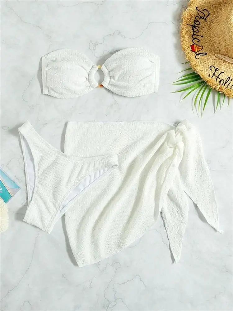 Ivory Bandeau Swim Set