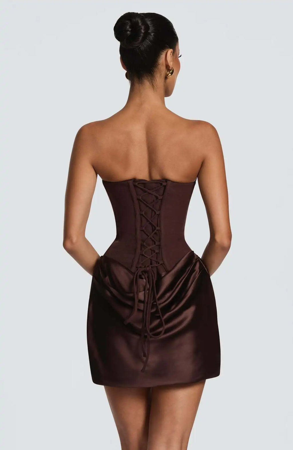 Regina Ruched Satin Strapless Mini Dress