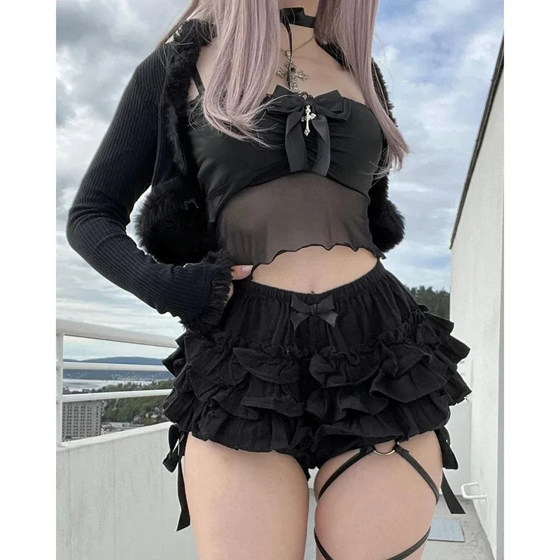Juniper Lace-Bow Gothic Skort One-piece