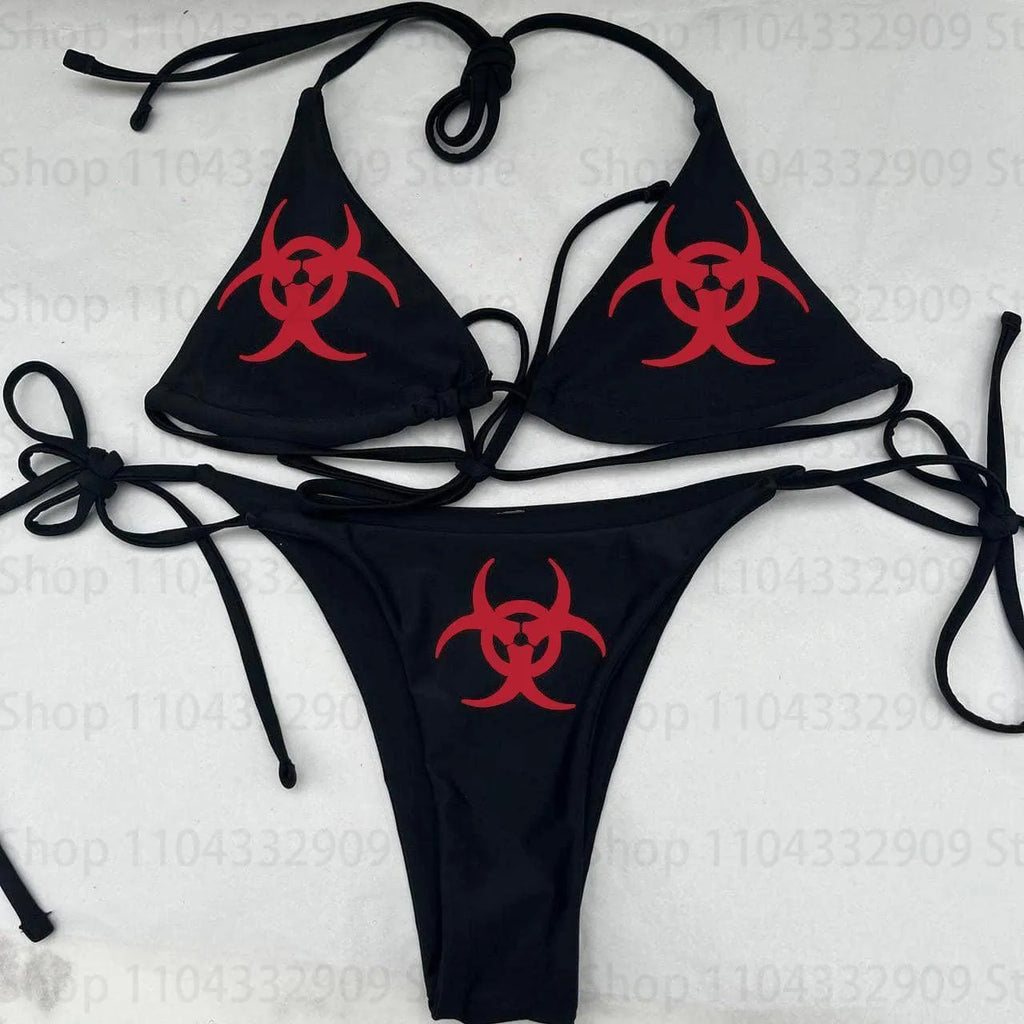 2000s Gothic Vintage bikini Y2k style Graphic Women Fairy Trash bikini Emo girls Punk bikini swimm Sexy Girls Bathing Suitit