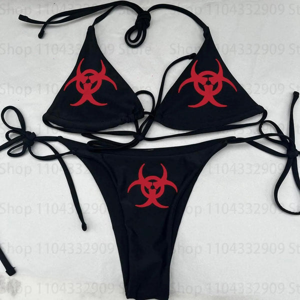 2000s Gothic Vintage bikini Y2k style Graphic Women Fairy Trash bikini Emo girls Punk bikini swimm Sexy Girls Bathing Suitit
