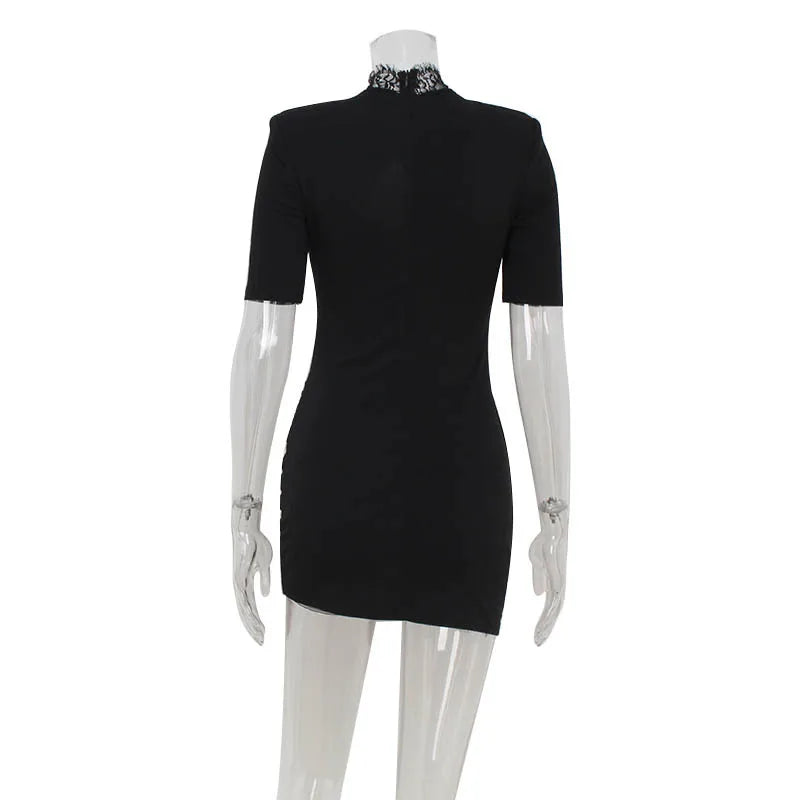 Maëlle High-Neck Lace Cutout Mini Dress