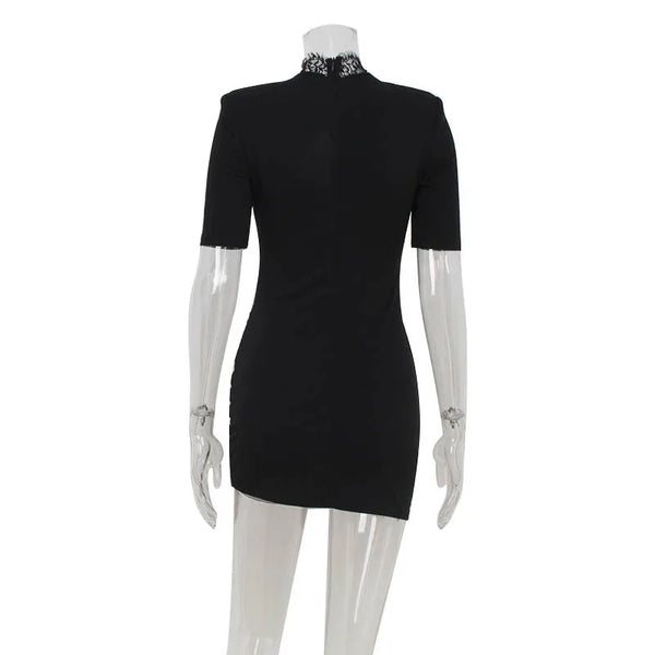 Maëlle High-Neck Lace Cutout Mini Dress