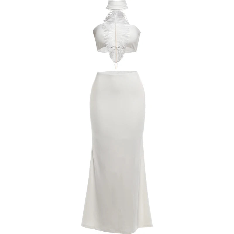 Aurelia A-Line Cutout Asymmetrical Maxi Skirt Set Two-piece