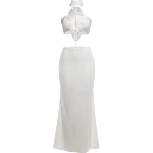 Aurelia A-Line Cutout Asymmetrical Maxi Skirt Set Two-piece