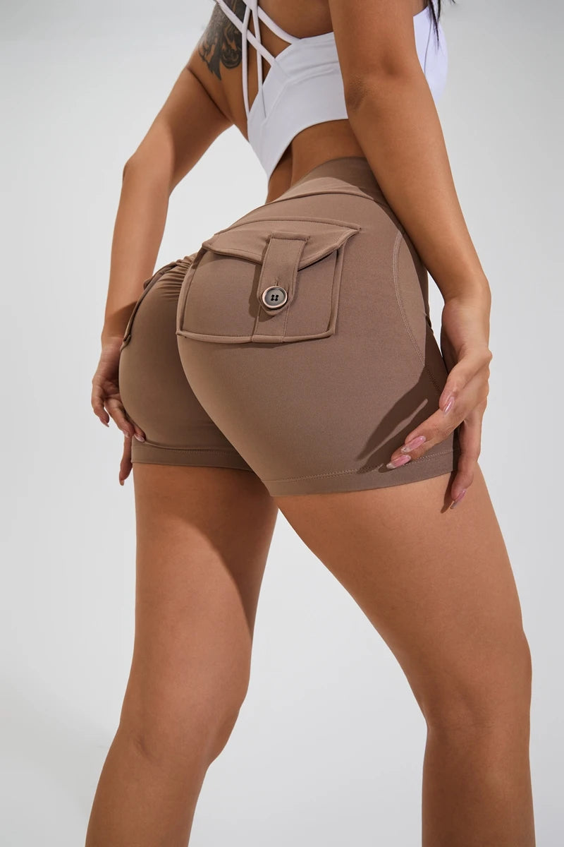 Mira Pocket Scrunch High-Waist Yoga Shorts One-piece