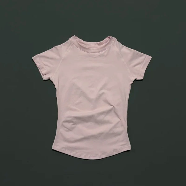 Histello Women Short Sleeve Sports T-Shirt Round Neck Breathable Stretchy Quick Dry Top Yoga Gym Running Fitness Activewear