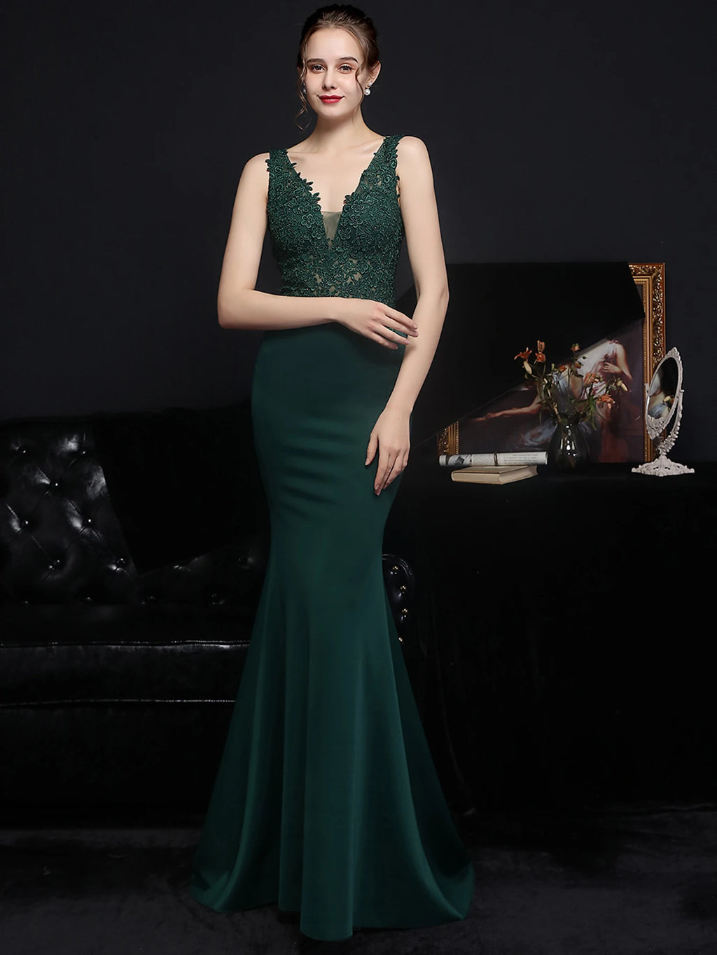 Genevra Rhinestone Backless Mermaid Maxi Dress