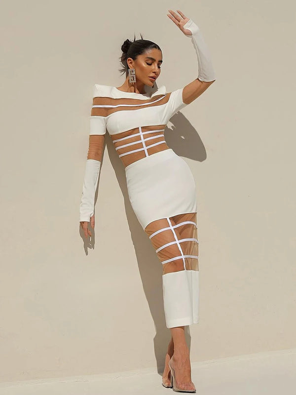 Seraphina Sheer Mesh Cutout Maxi Dress