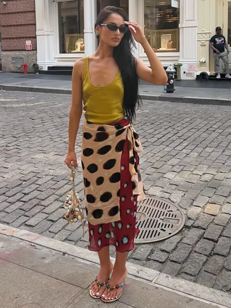 Marlowe Animal Print Wrap Midi Skirt One-piece