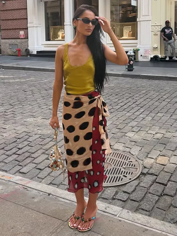 Marlowe Animal Print Wrap Midi Skirt One-piece