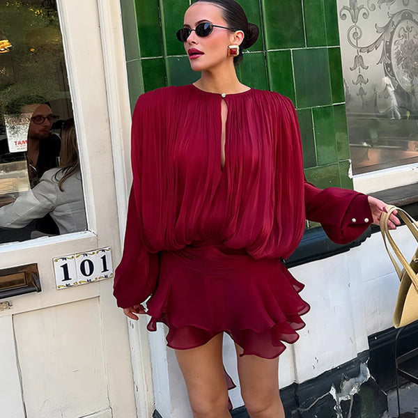 Ariadne Shimmer One-Shoulder Ruched Mini Dress