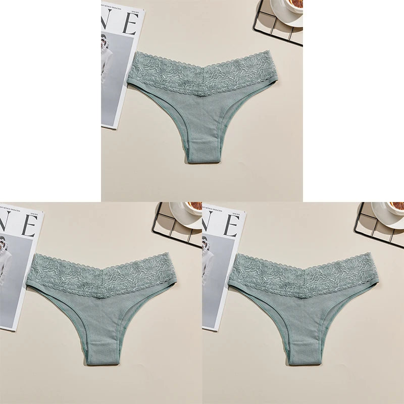 Danica Cotton Lace Brief Pack Lingerie 3-piece