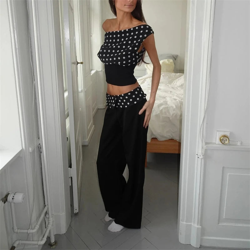 Luna Polka Charm One-Shoulder Top