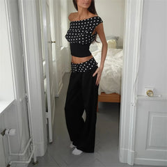 Luna Polka Charm One-Shoulder Top