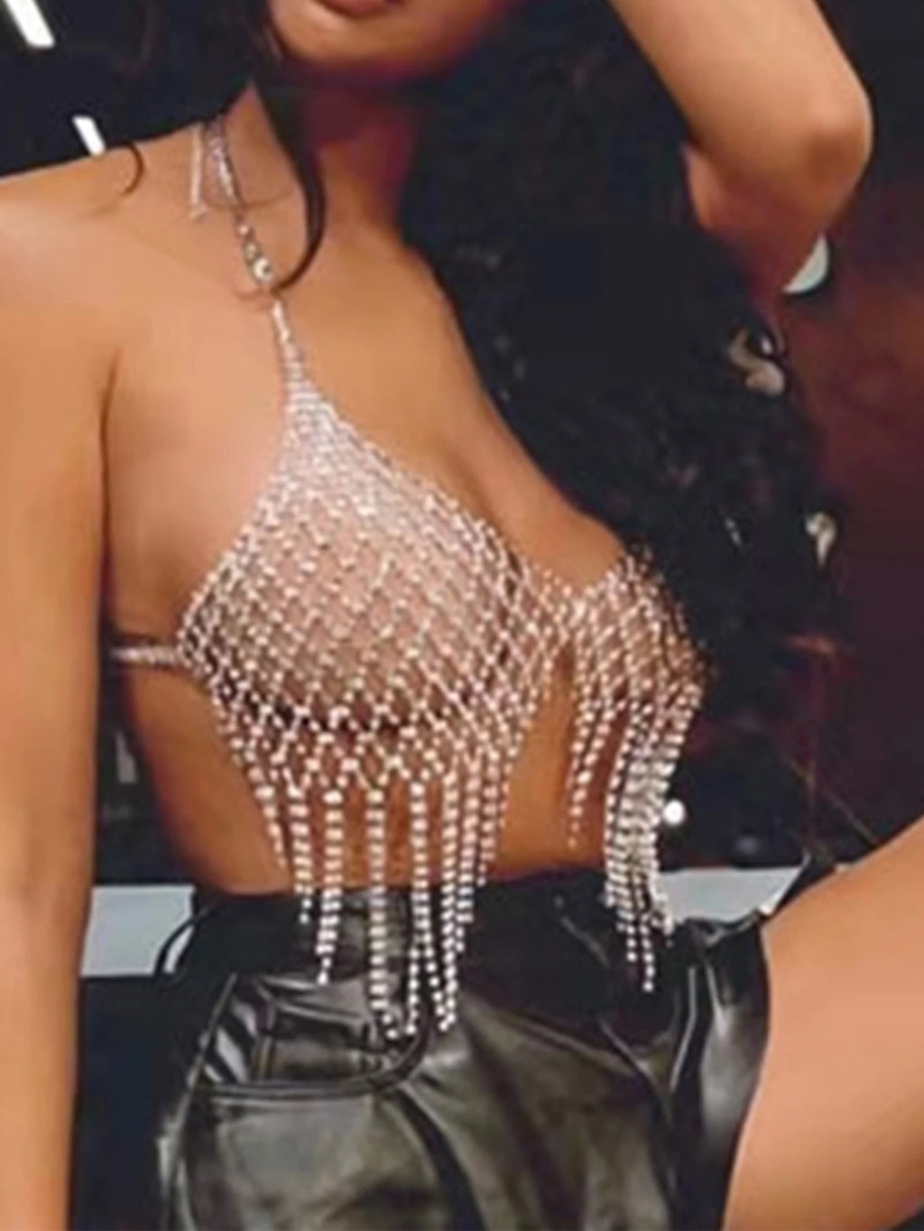Sexy see through rhinestone crop top women summer street wear halter tank top 2026 club party tops hotwife rave festival outfit