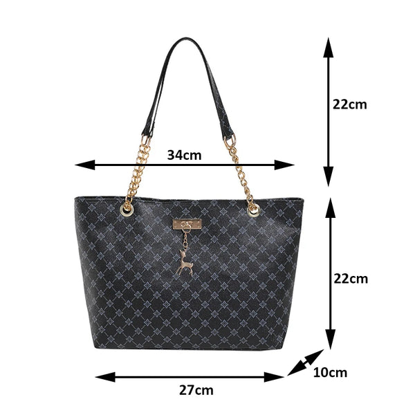 Margaux Monogram-Print Faux-Leather Chain Tote Bag