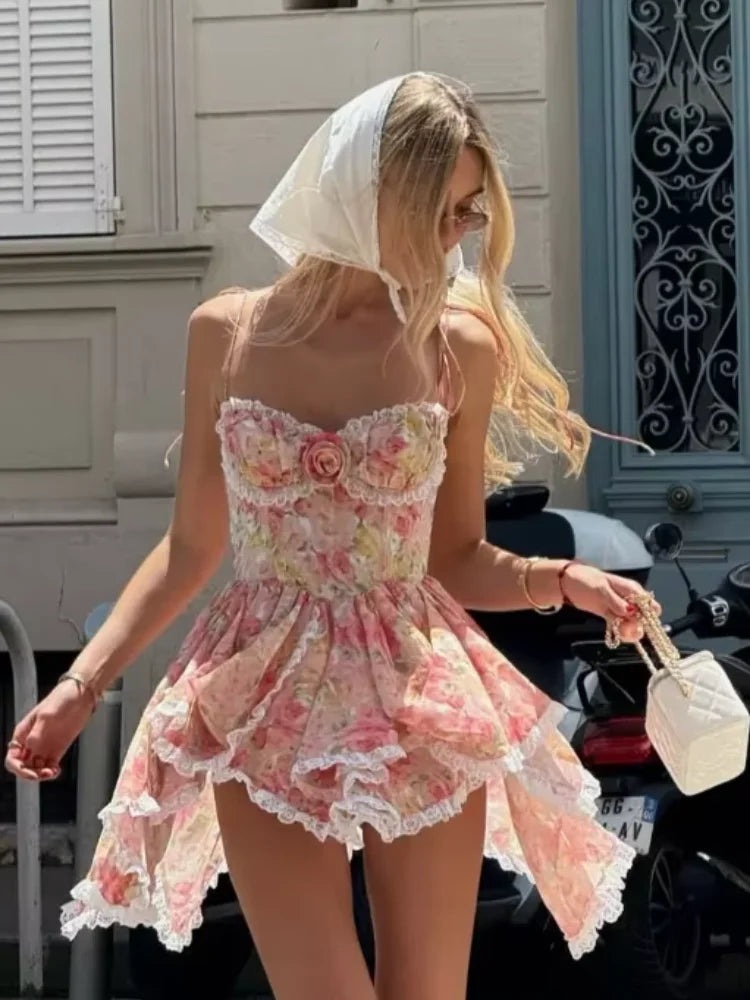 Alina Lace-Up A-Line Mini Dress