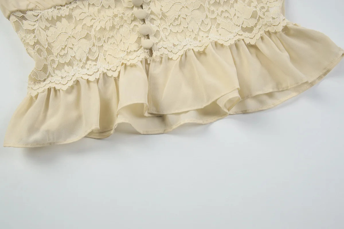 Aurelia Chiffon Lace Long-Sleeve Maxi Skirt Set Two-piece