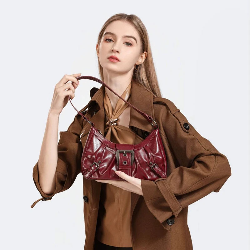 Y2K Retro Pleated Hobo Shoulder Bag for Women Hot Selling Maillard Style Underarm Bag Clutch Handbags for Travel Work Shopping