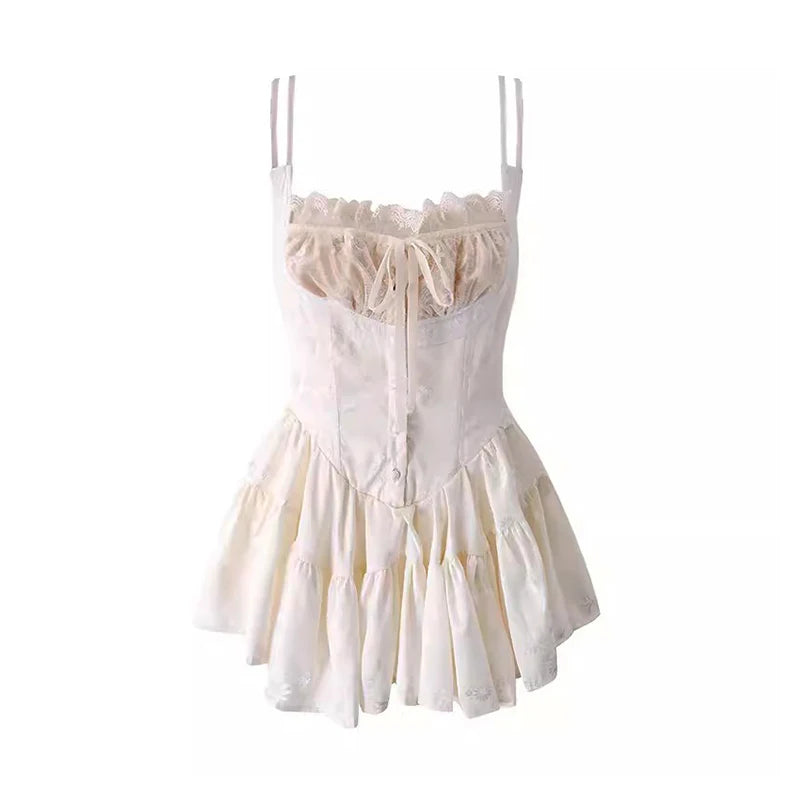 Aria Lace Corset Ruffle Mini Dress One-piece