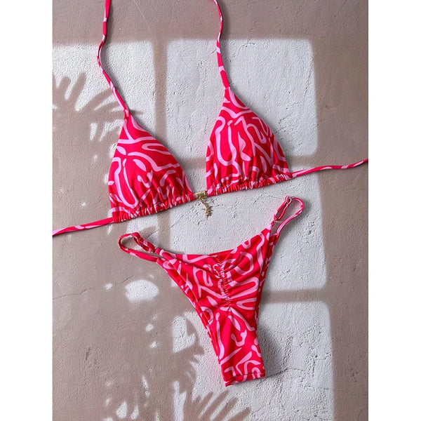 Bella Leopard Print Triangle Bikini Set