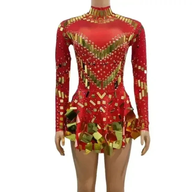 Isolde Mirror-Embellished Performance Mini Dress