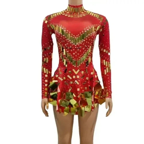 Isolde Mirror-Embellished Performance Mini Dress